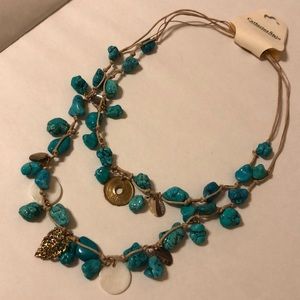 Turquoise beaded double layer necklace
